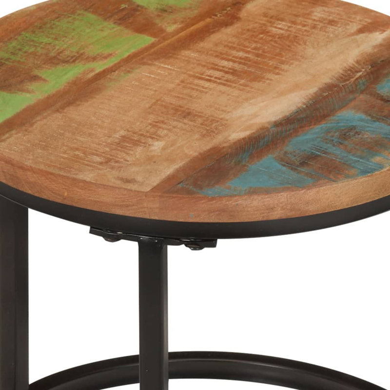 Table basse avec rangement 3 tables gigognes Turi, Brun rustique