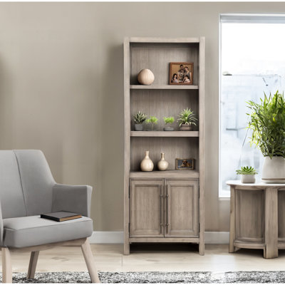 Bibliothèque sans assemblage, 75 po x 24 po x 14 po, finition chêne blanc, 3 tablettes, tablettes de tiroir 75 po x 14 po x 24 po,