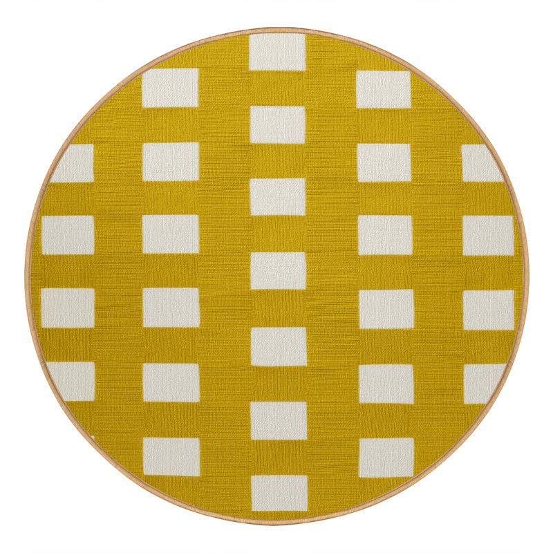 Tapis botanique brun lavable à la machine, Rond 3 pi