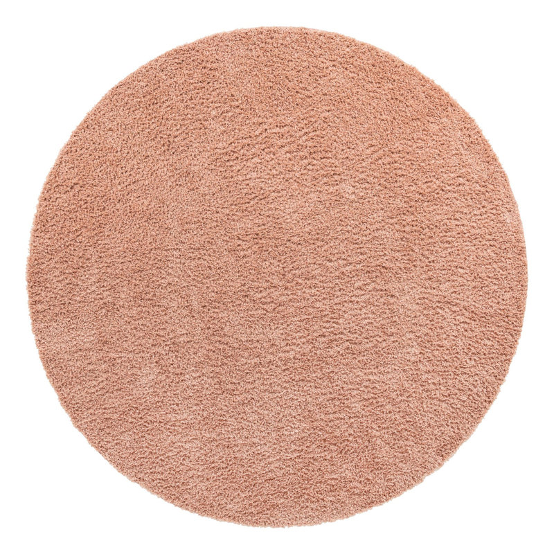 Tapis rose à poils longs Candas, Rond 10pi