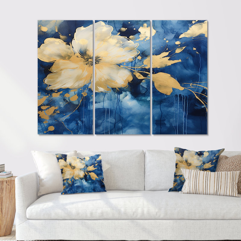 «Xandra - Buttercups», ensemble d'art mural, Toile tendue, H 32 po x l 48 po x P 1 po