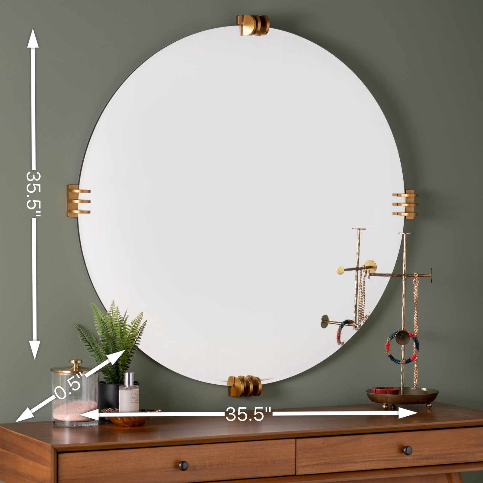 Donita Round Mirror, Gold