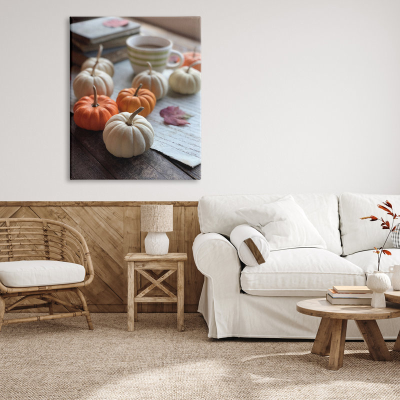 Cozy Pumpkins Scattered Leaves, H 48 po x l 36 po x P 1,5 po, Toile tendue