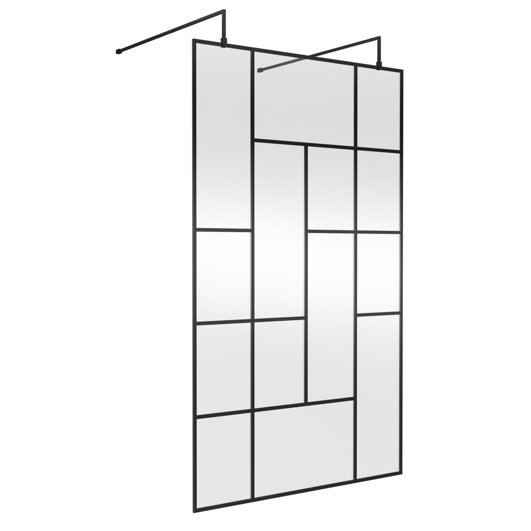 Abstract 1950mm H Framed Wet Room Glass Screens with Pattern Glass