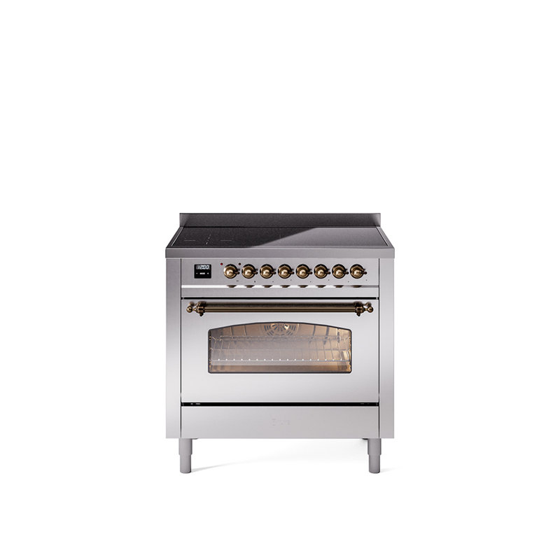 ILVE Nostalgie II 36 in Induction Range, Stainless Steel/Bronze