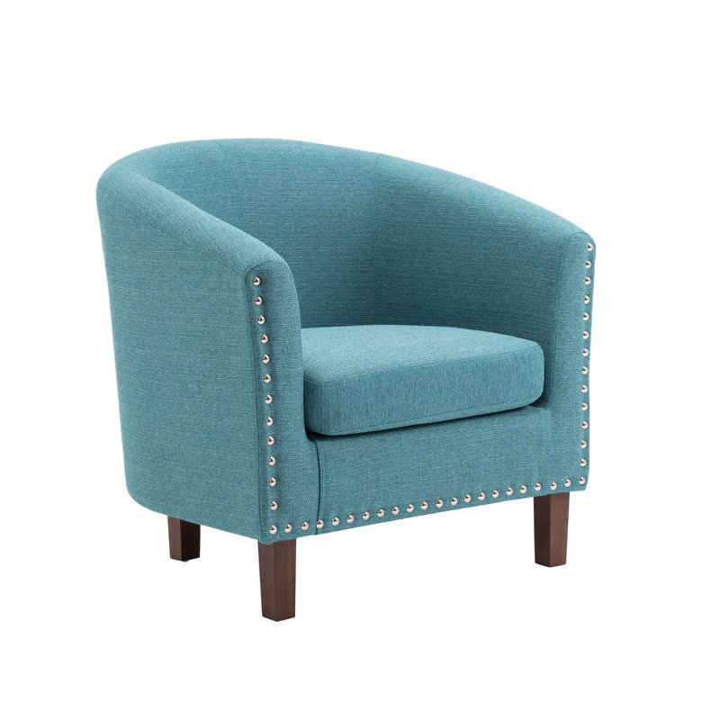 Chasewych Upholstered Barrel Chair, Turquoise Polyester