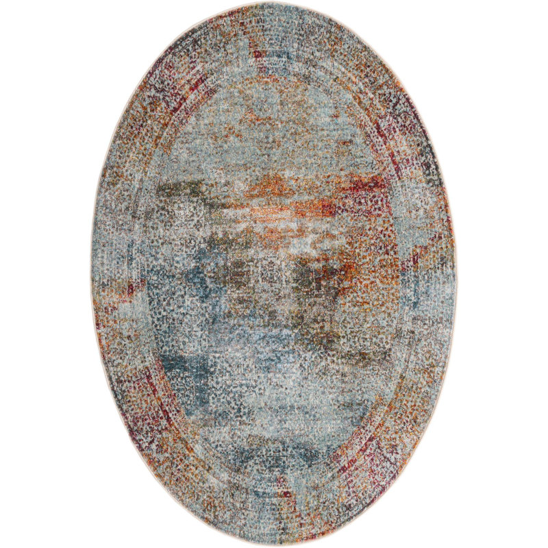 Abstract Indoor Rug, Oval 4'3" x 6'1"