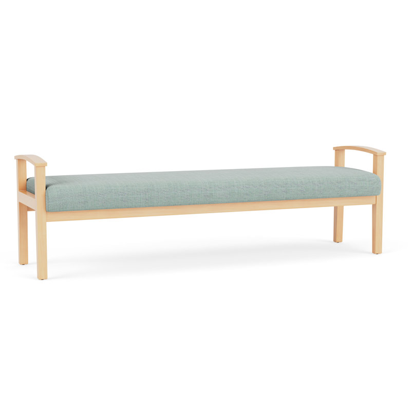Banc en bois massif Amherst, Naturel, Chambray écume de mer