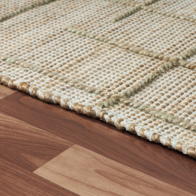 Tapis rayé en jute tissé à la main Contemporary, Rectangle de 10 pi x 14 pi