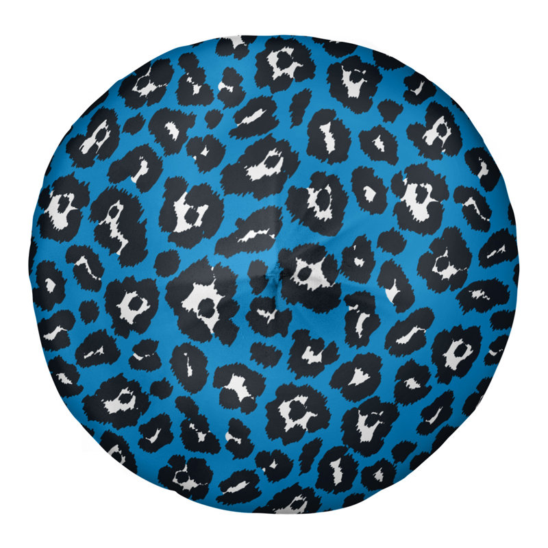 Housse et insert de coussin touffeté rond, H 26 po x l 26 po x P 4 po, Bleu clair / noir / blanc