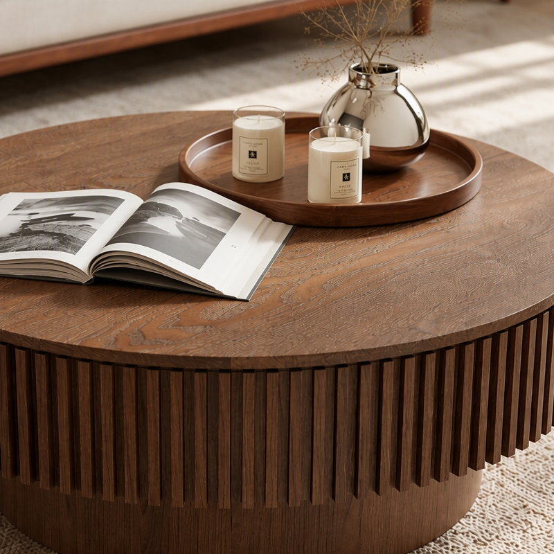 Table basse avec rangement Timeshia, Noir, 14" H x 31.5" L x 31.5" W