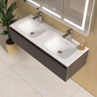 Plateau de meuble-lavabo à surface solide 48 po avec lavabo