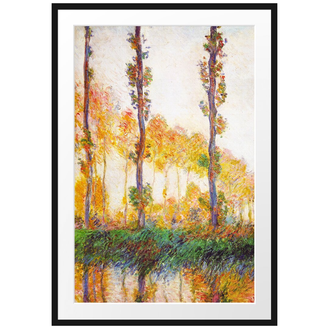 Gerahmtes Leinwandbild Pappeln im Herbst von Claude Monet