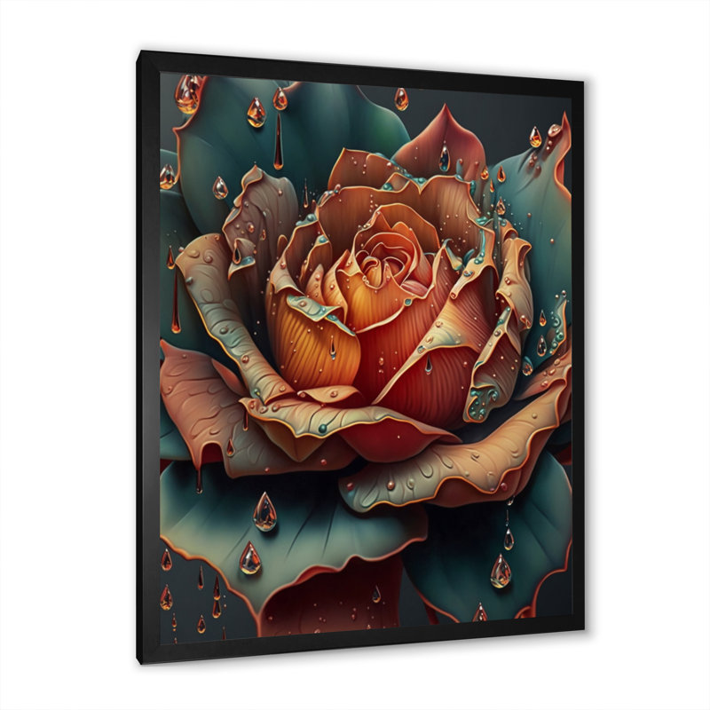 «Modern Blooming Rose II», reproduction sur toile, H 44 po x l 34 po x P 1,5 po, Impression noire sur toile encadrée