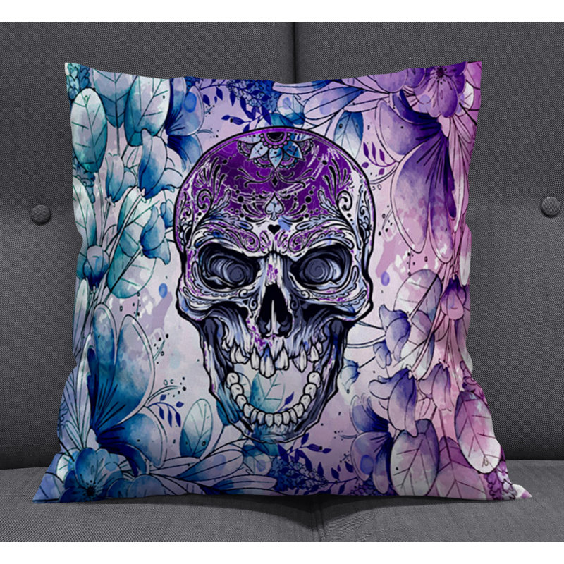 Throw Pillow With Insert, Blue/Purple Abstract 2, 18"H x 18"W