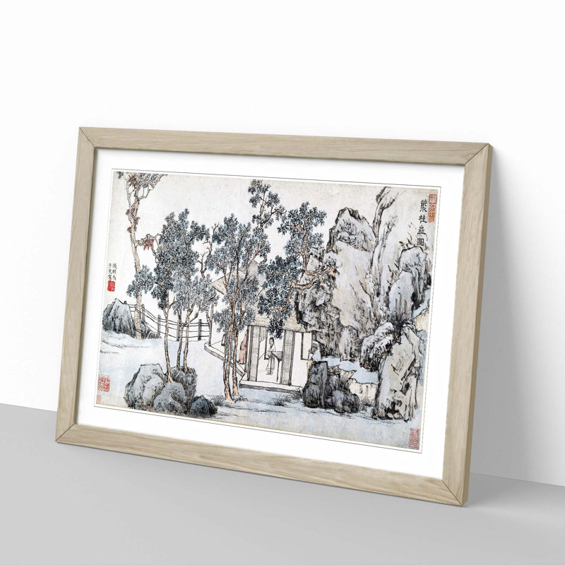 The Cassia Grove by Wen Zhengming - Picture Frame Painting Print, 27cm H x 36cm W x 2cm D, Oak Framed