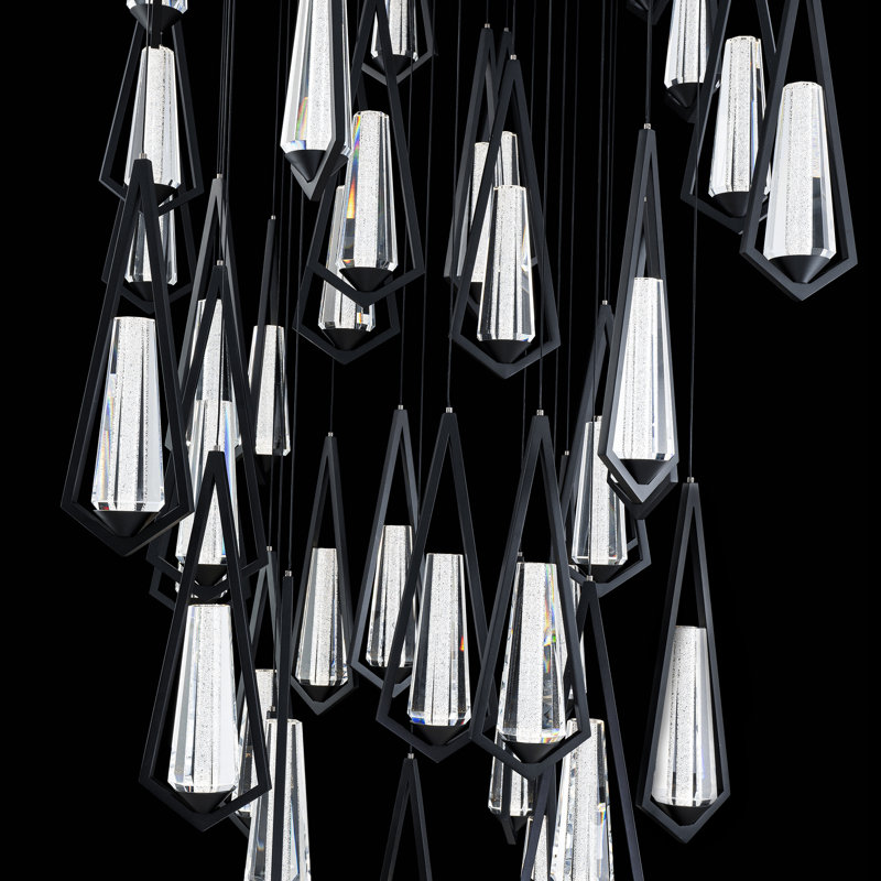 Devotion LED Pendant, 18" H x 36" W x 36" D, Black, 41 Lights