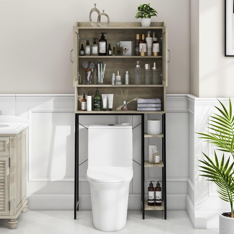 Leithan Freestanding Over The Toilet Storage, Gray Wood