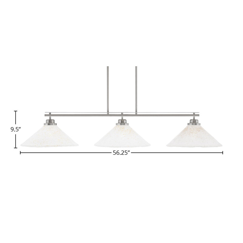 Odyssey 3 Light Bar Round Fitter Shown In Brushed Nickel Finish With 16" Gold Ice Glass
