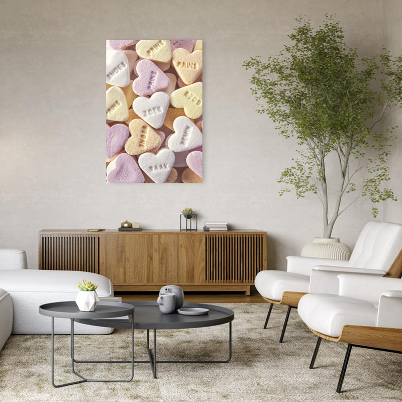 Sweet Pastel Hearts, impression d'art contemporain romantique coloré, H 48 po x l 32 po