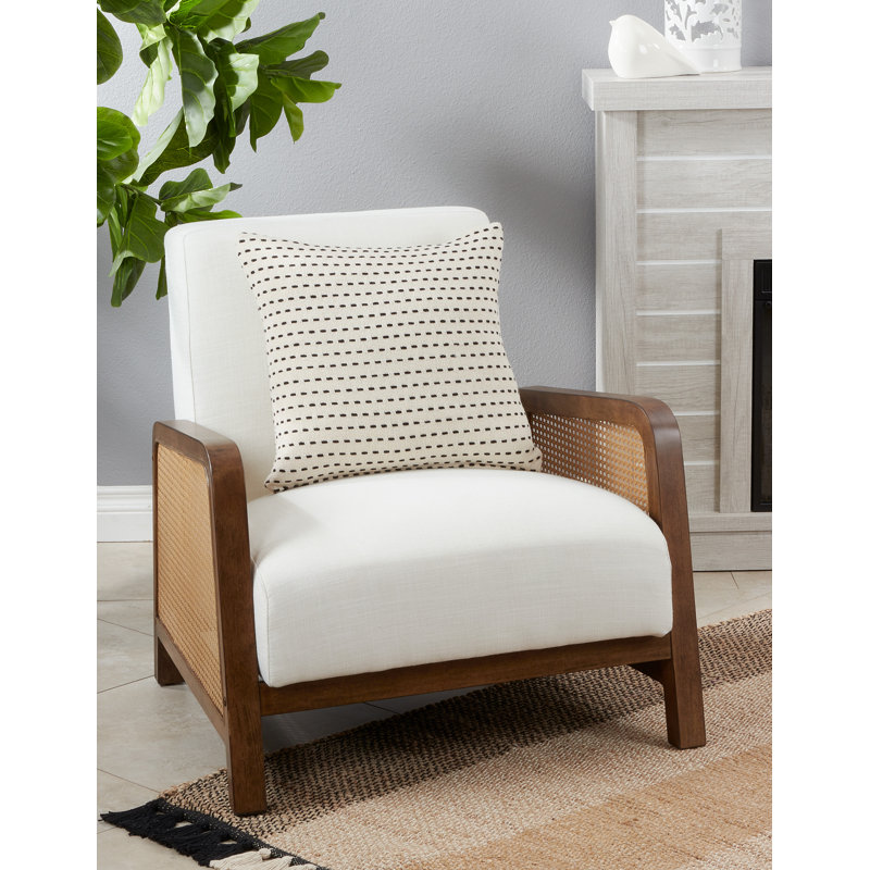 Beige Medium Square Stitch Line Throw Pillow