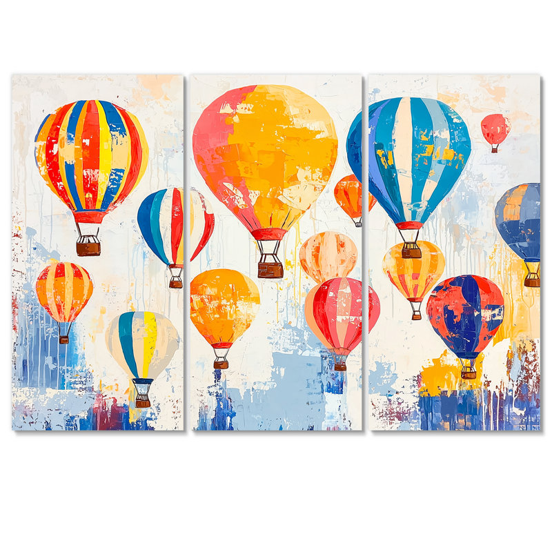 Addieson - montgolfière, ensemble d'art mural, H 28 po x l 36 po, Toile tendue, Does Not Apply