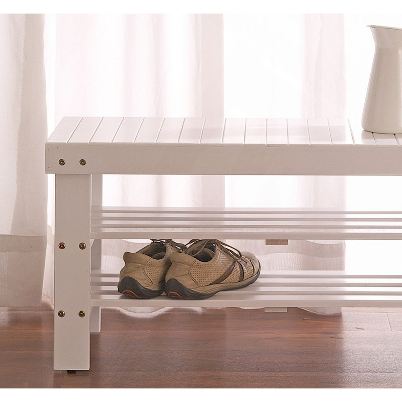 Quality Solid Wood Shoe Bench, White