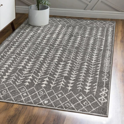 Ziri Moroccan Geometric Gray/Cream Rug