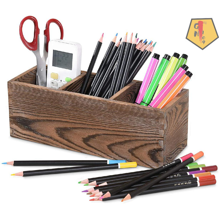 Wood Desk Decor, Pencil Holder, Desk Organizer, Reclaimed Wood Pen Holder  by Peg and Awl Large Desk Caddy 