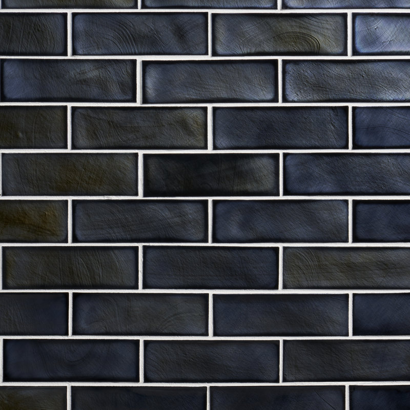 Carrelage mural mosaïque en verre 11,81 "x 11,81" Glamour Iridescent, Noir nuit