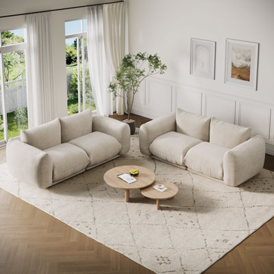 Boneless Cloud Couch for Small Spaces, 2-Seater Chenille Modular Loveseat with High Resilience Sponge for Apartment or Office, Green