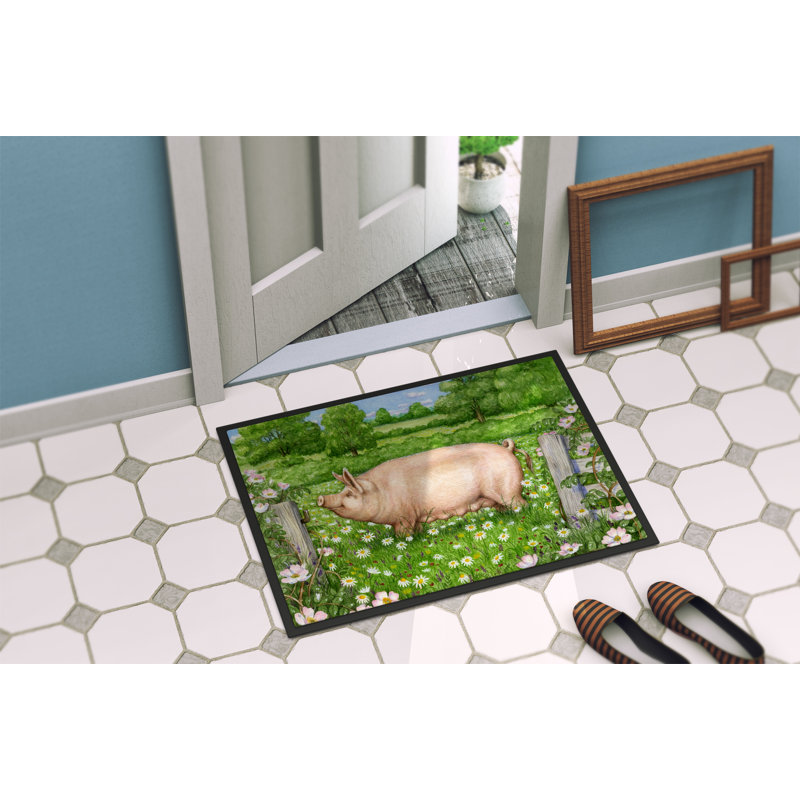 Tapis d'extérieur antidérapant Pig In Dasies, Rectangle 2 pi x 3 pi