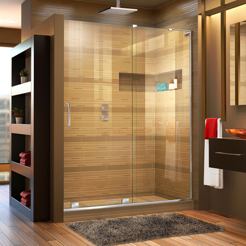 Mirage-X 55-59" W x 71" H Frameless Shower Door with ClearMax™ Technology, Chrome, 59 inch, Right Wall Installation