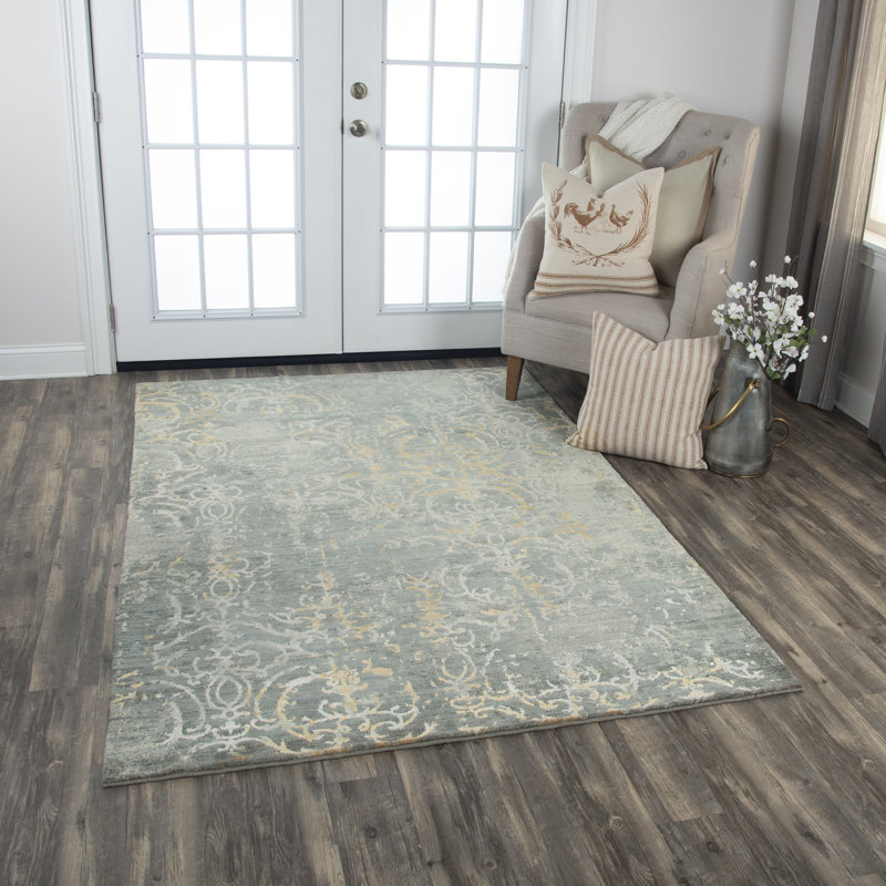 Tapis gris en laine Power Loom, Rectangle 5 pi x 8 pi