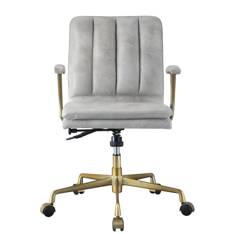Fauteuil de bureau en cuir blanc avec garniture, siège rembourré, base de meuble antique de construction stable, sièges, élégant