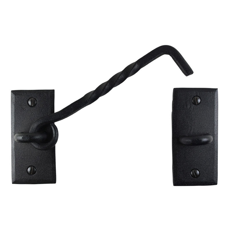 6.5" Black Wrought Iron Hook and Eye Door Latch