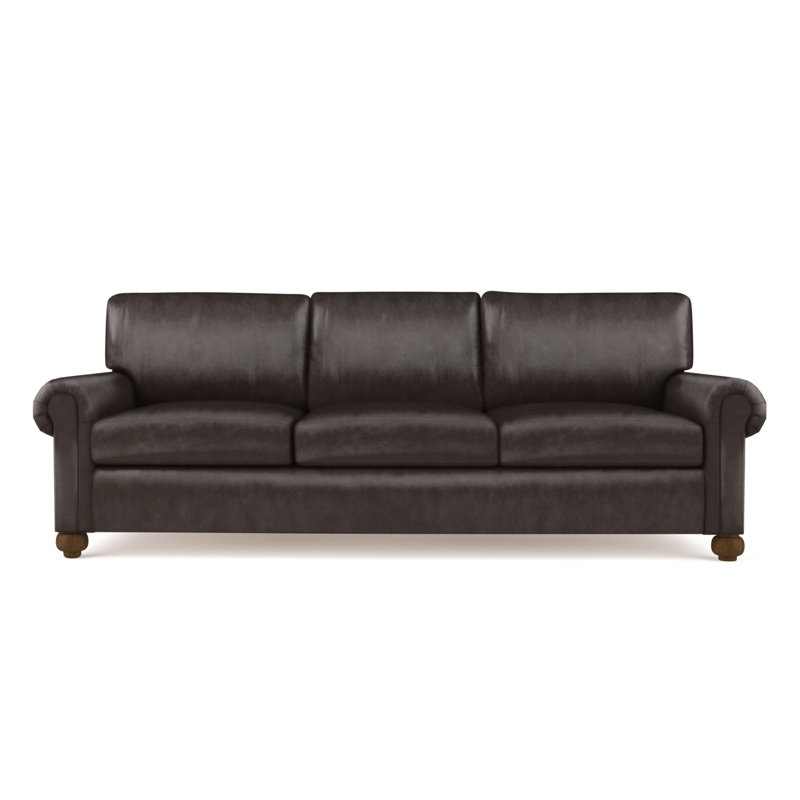 Canapé Leroy, H 36 po x l 84 po x P 49 po, Cuir rétro chocolat, Brun foncé