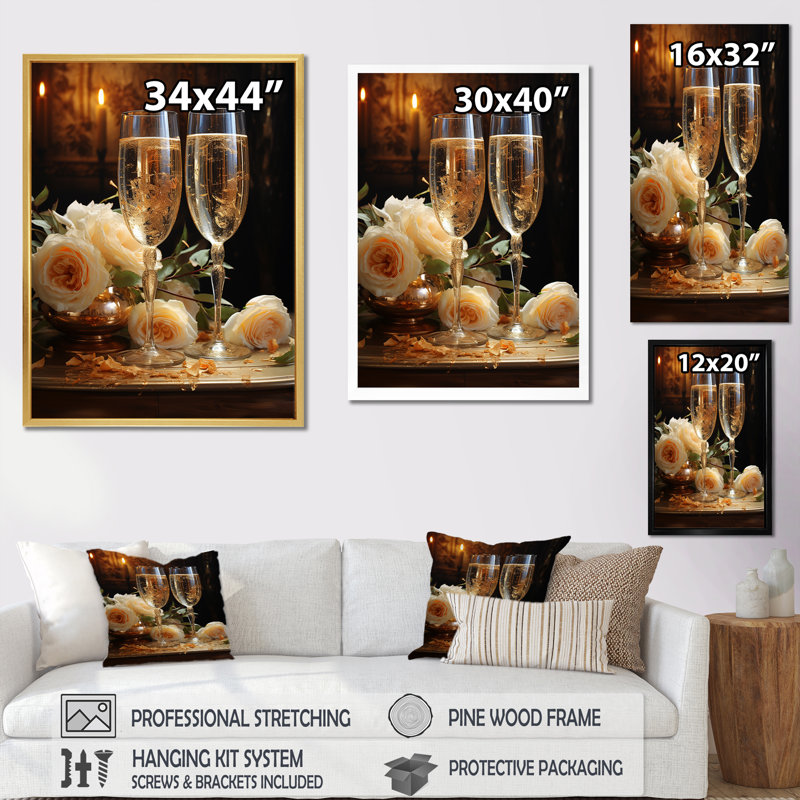 Sparkling Celebration, reproduction d'art sur toile, Cadre simple noir, H 20 po x l 12 po x P 1 po