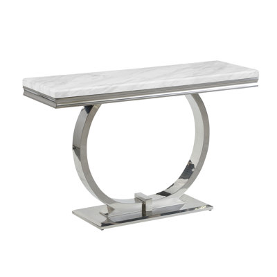 Monroe 47"Rectangular Marble with Rounded Base Console Table 