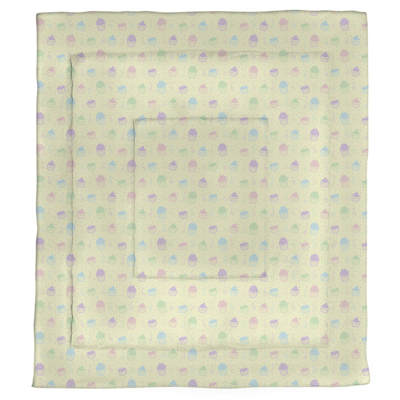 Édredon simple réversible à motif de petit gâteau Katelyn Elizabeth, Édredon grand, Jaune et pastel
