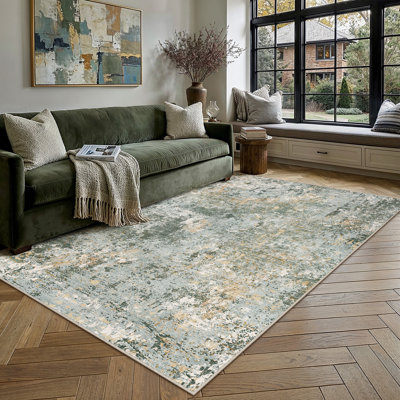 Sarah Modern Abstract Machine Washable Area Rug with Non-Slip Backing