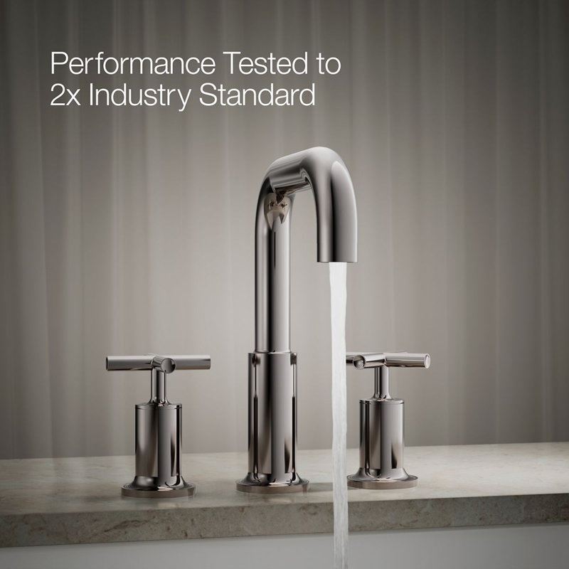 Purist Deck-Mount Bath Faucet Trim for High-Flow Valve with Cross Handles, Vibrant Titanium