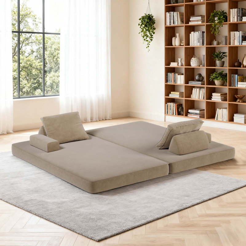 Canapé multifonctionnel en chenille Boneless 86,5 pouces, Chameau