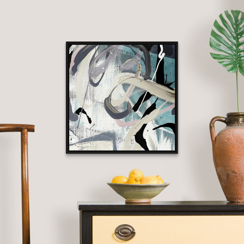Reproduction d’art sur toile emmêlé de bleu sarcelle, H 22 po x l 22 po x P 1,75 po, Cadre noir