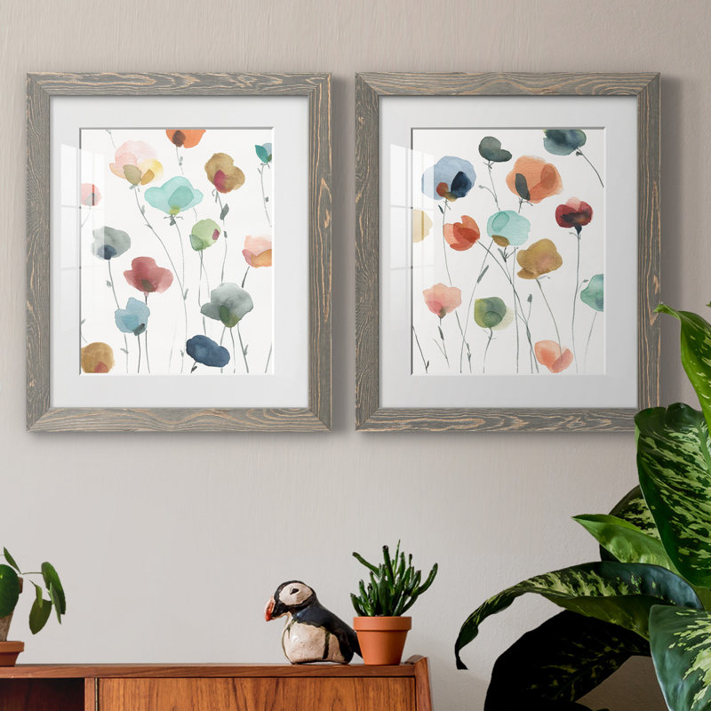 «Lollipop Garden I», ensemble de 2 impressions, Impression encadrée avec passe-partout, H 20 po x l 17 po, Gris
