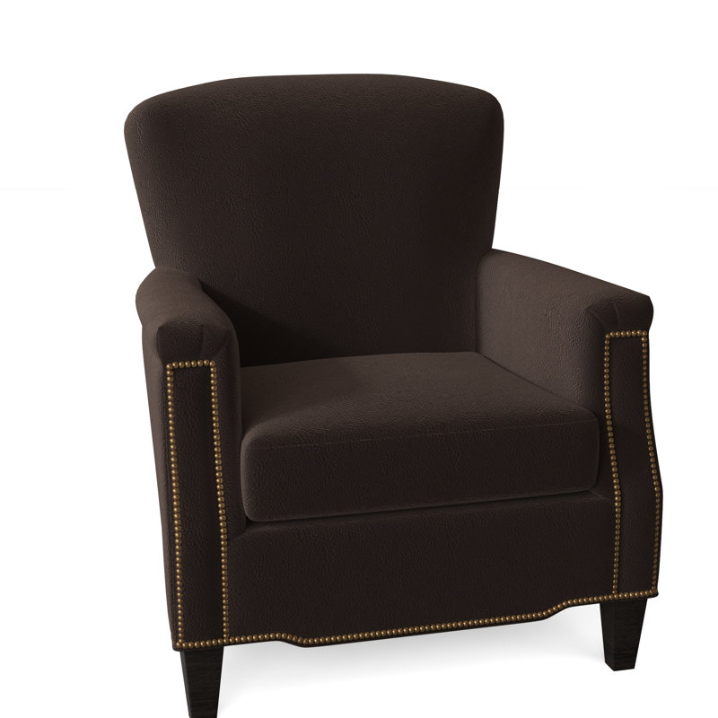 Vincent Armchair, French Natural, Empyrean Tweed Genuine Leather, Cobblestone