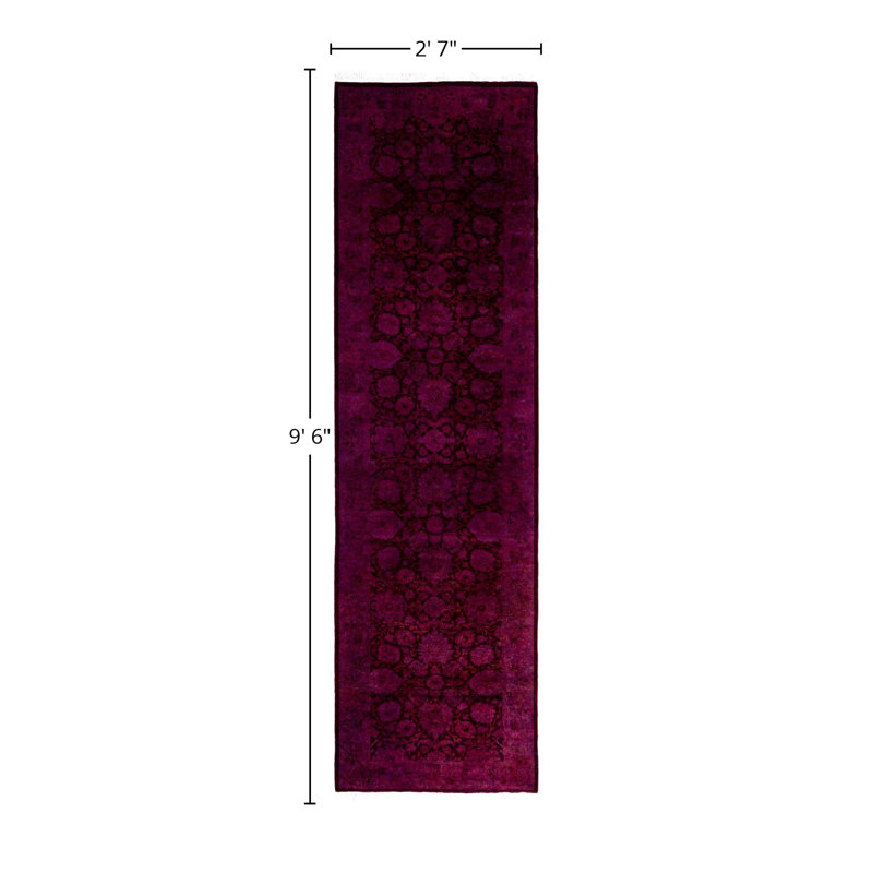 Overdyed One-of-a-Kind 2' 7" X 9' 6" Hand Knotted Area Rug