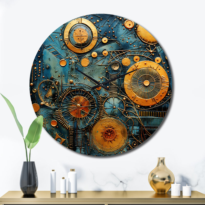 Horloge murale antique avec boussole géométrique II, Très grand