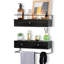 Ensemble de 2 tablettes flottantes avec tiroirs - Rangement mural, noir-1078339927