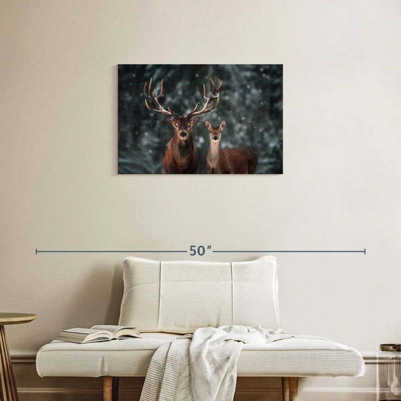 Couple de cerfs, H 20 po x l 30 po